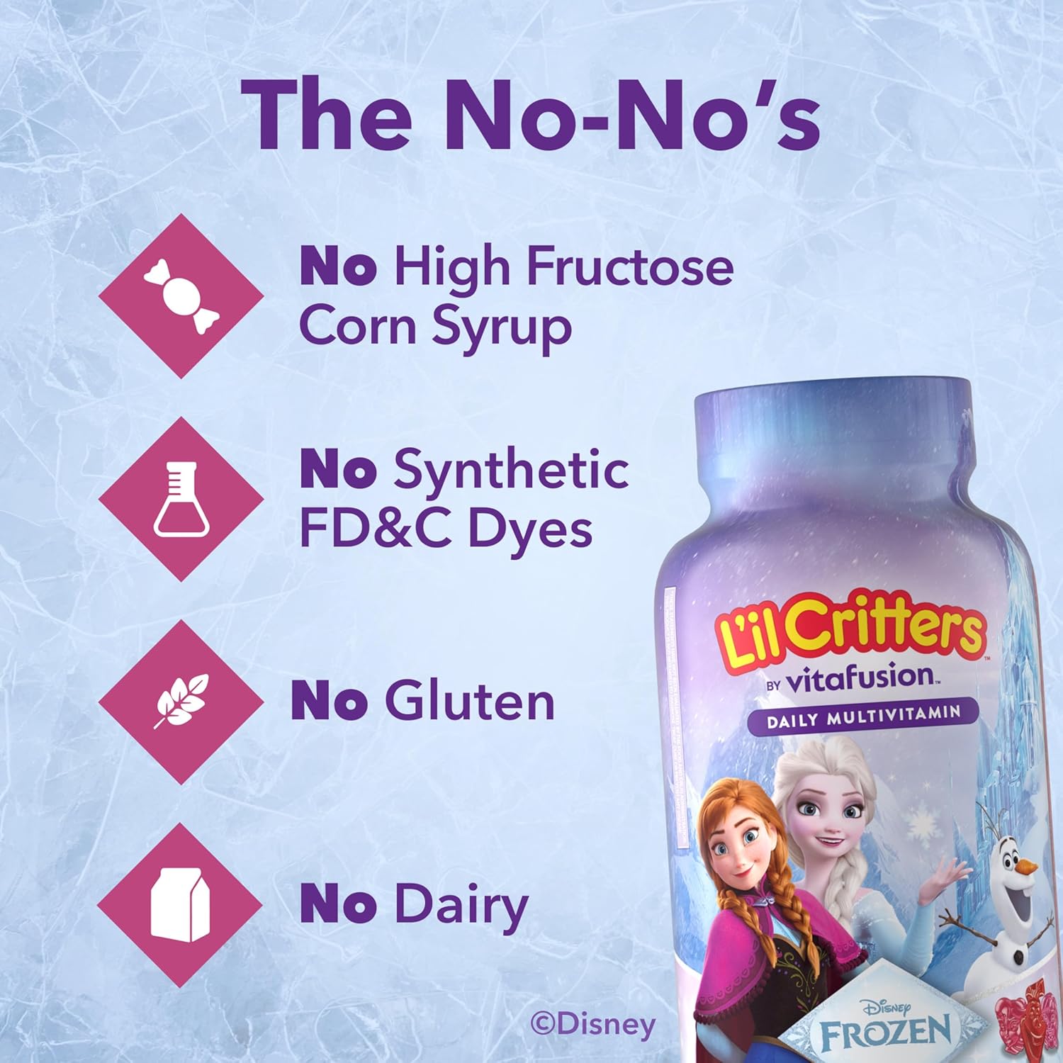 Lil Critters Frozen Daily Kids Multivitamin Gummies Assorted Berry Flavors for Ages 2+ Toddlers and Kids, Disney Multivitamin Gummies with 11 Essential Nutrients, 30-60 Day Supply, 60 Gummies - Image 4