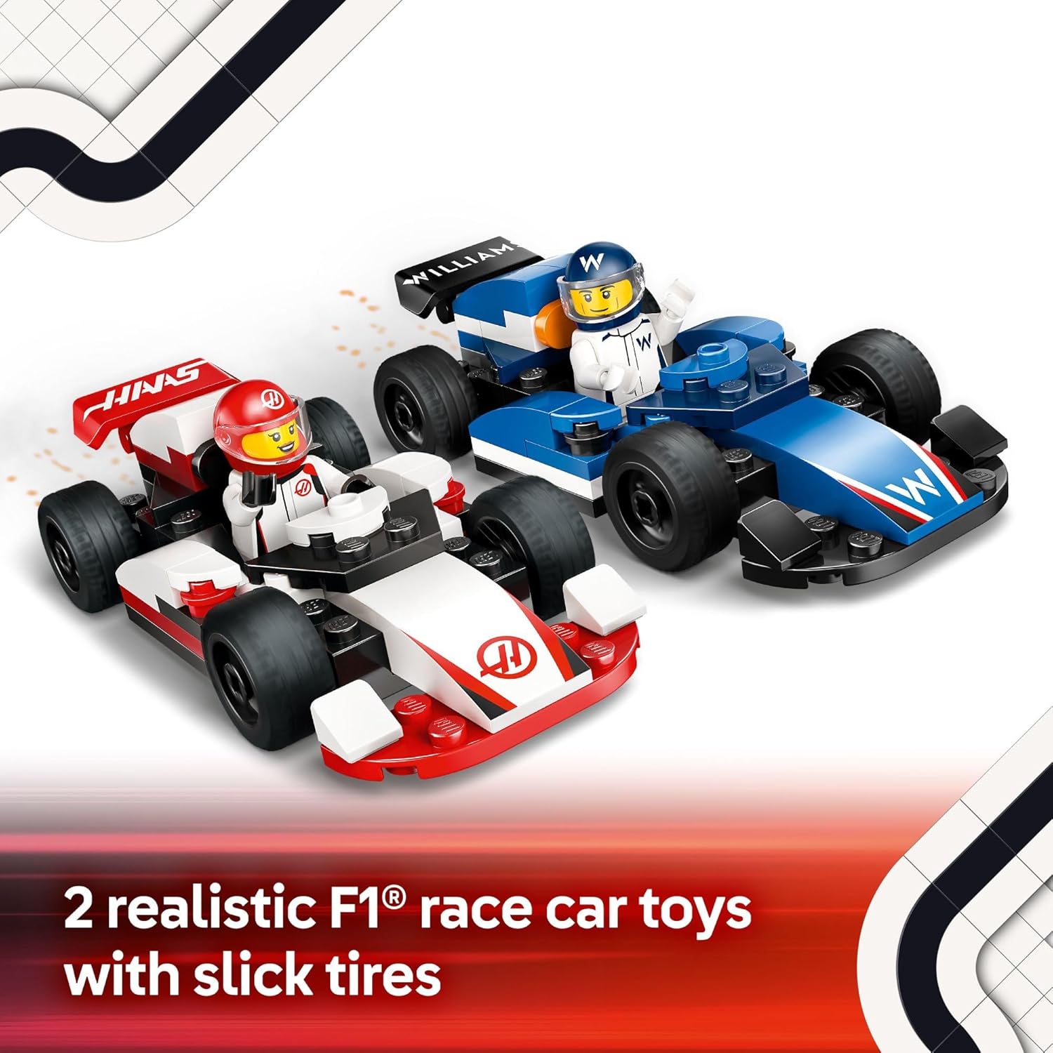 LEGO City F1 Williams Racing & Haas F1 Race Car Toys - Car Building Toy Set for K15 - Image 6