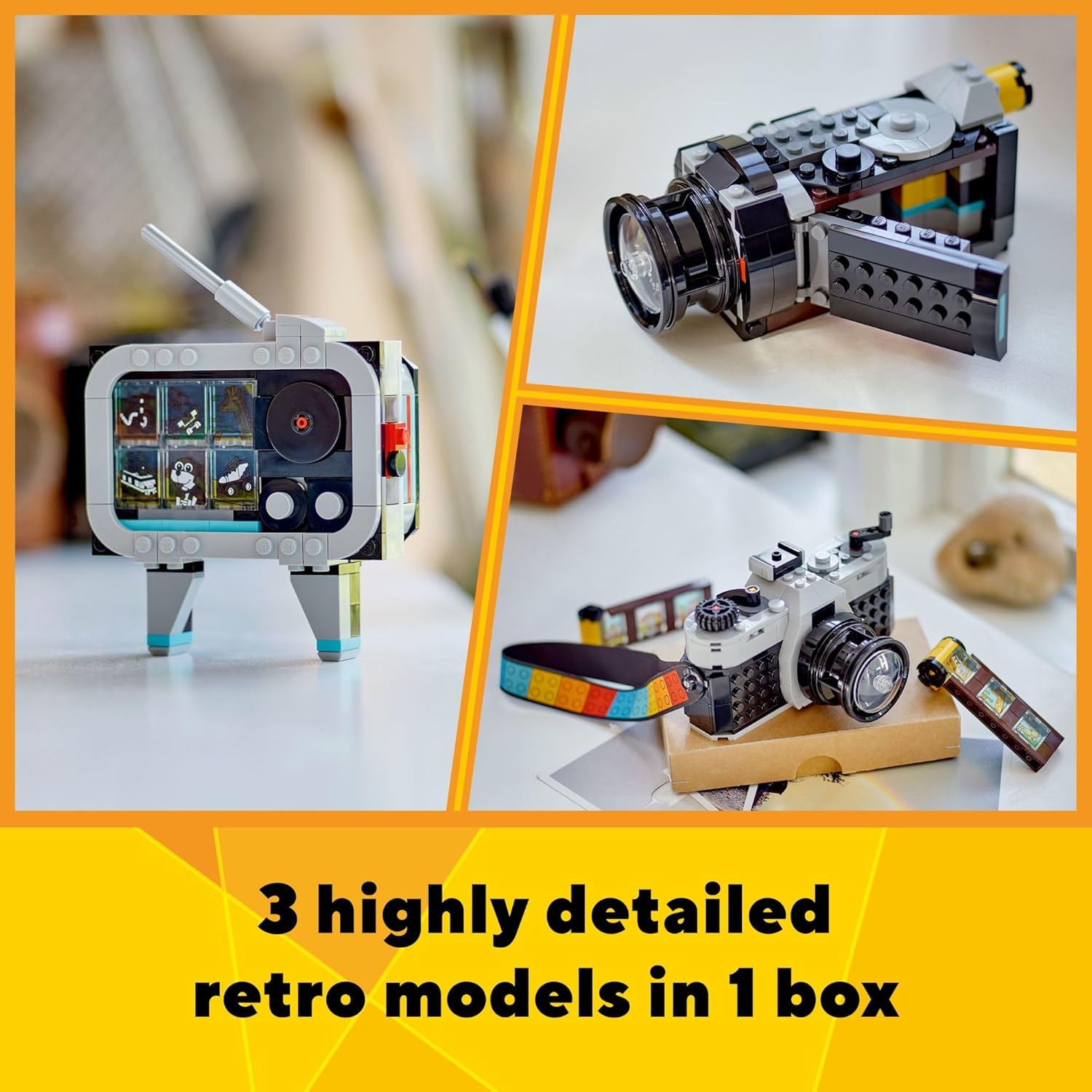 Lego Creator 3 in 1 Retro Camera Toy, Transforms from Toy Camera to Retro Video Camera to Retro TV Set, , 31147 - Image 3
