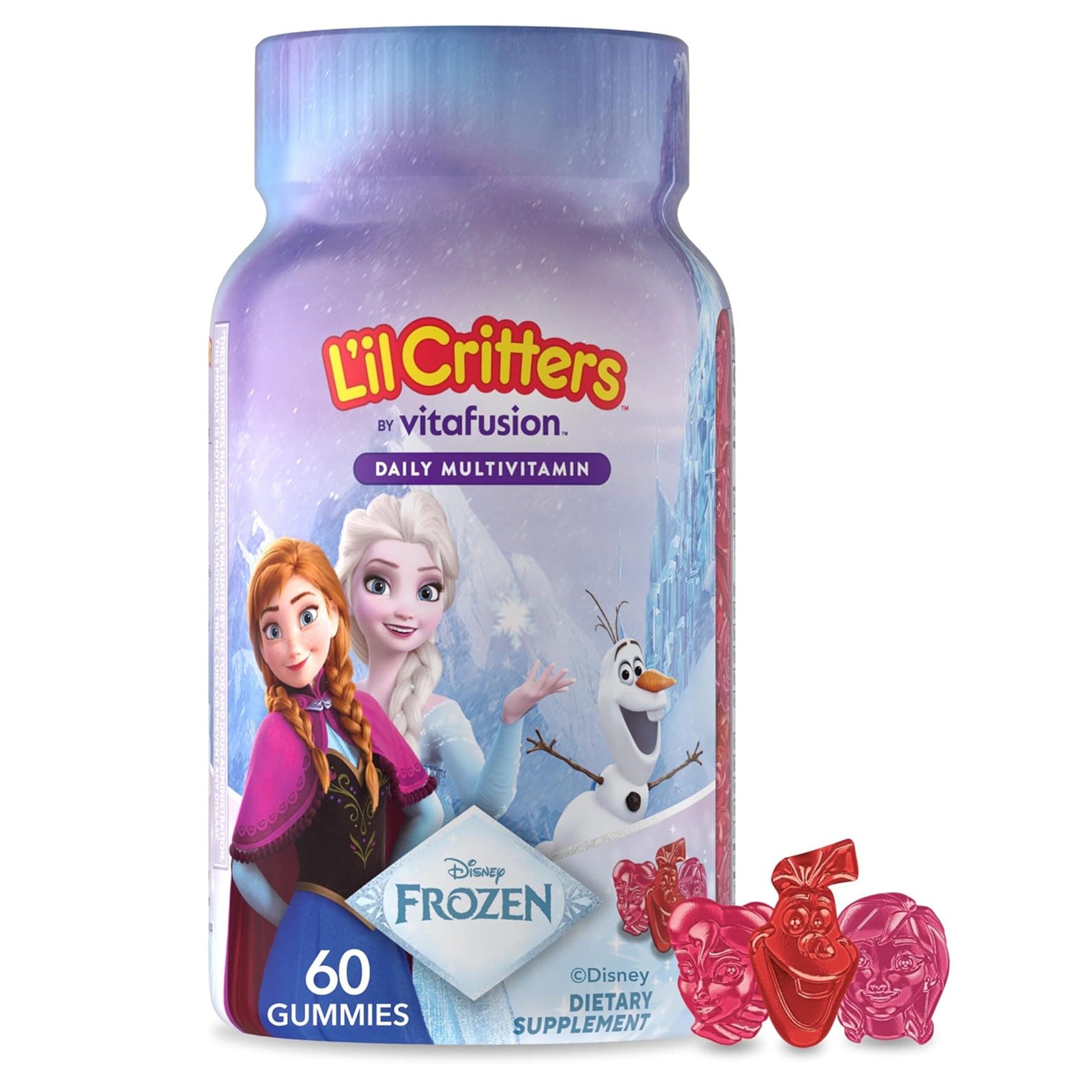 Lil Critters Frozen Daily Kids Multivitamin Gummies Assorted Berry Flavors for Ages 2+ Toddlers and Kids, Disney Multivitamin Gummies with 11 Essential Nutrients, 30-60 Day Supply, 60 Gummies