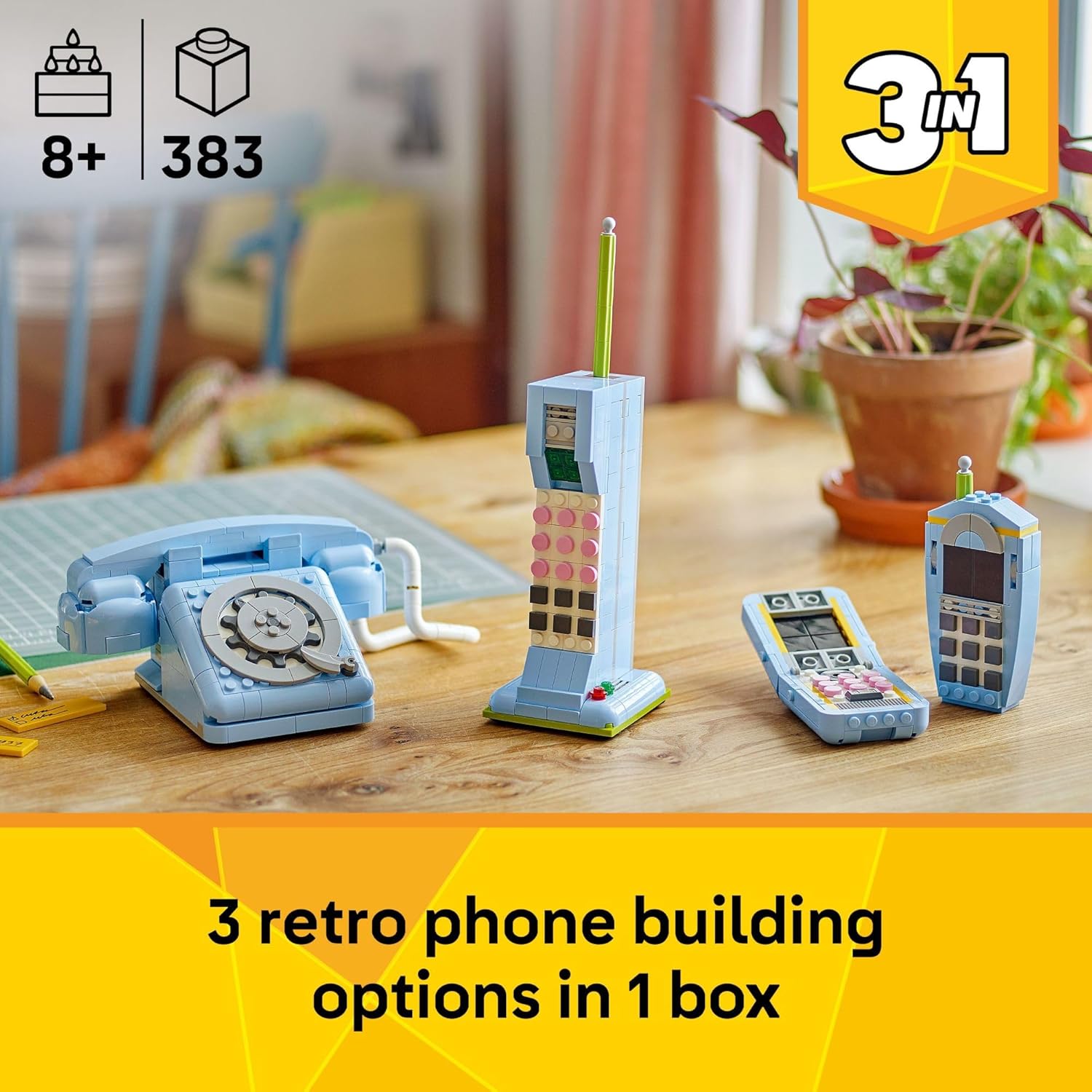 LEGO Creator 3 in 1 Retro Telephone Kids Toy - Home Decor for Bedroom or Kids Room - Building Toy and Learning Playset for Girls & Boys, Ages 8+ - 31174 - Image 3