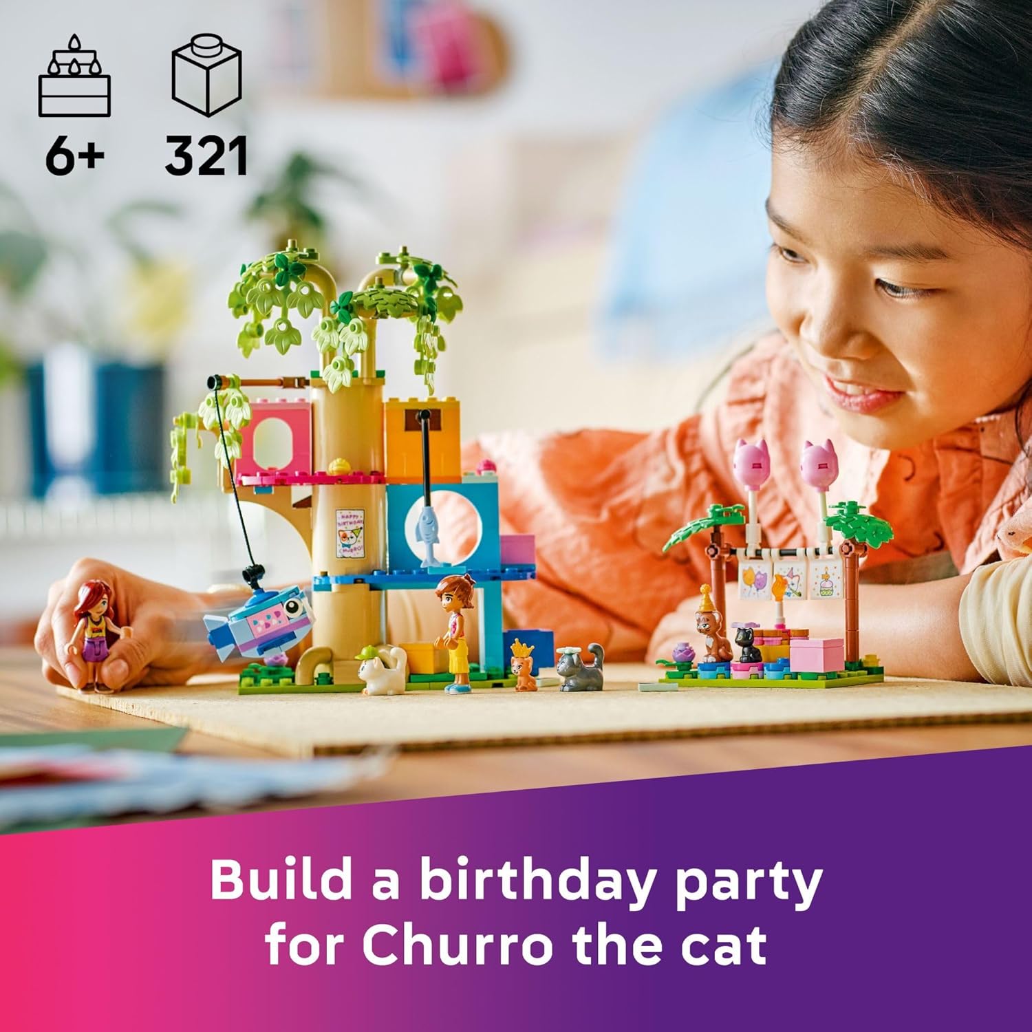 LEGO Friends Cat Birthday Party & Tree House Building Toy - Pretend Play Building Blocks W/Cat Toys & 2 Minidolls - Creative Storytelling Kids Toy for Girls and Boys, 9+- 42666 - Image 3