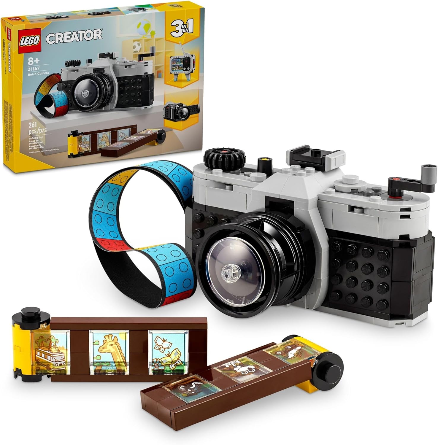 Lego Creator 3 in 1 Retro Camera Toy, Transforms from Toy Camera to Retro Video Camera to Retro TV Set, , 31147