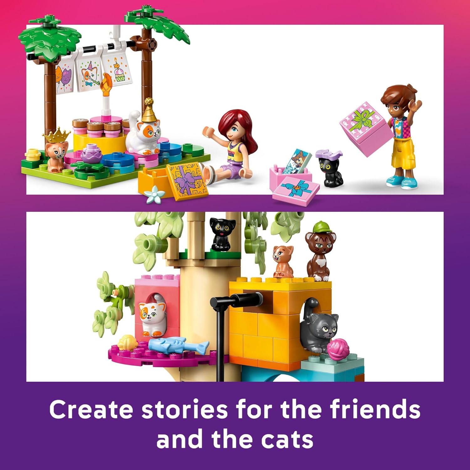 LEGO Friends Cat Birthday Party & Tree House Building Toy - Pretend Play Building Blocks W/Cat Toys & 2 Minidolls - Creative Storytelling Kids Toy for Girls and Boys, 9+- 42666 - Image 5