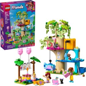 LEGO Friends Cat Birthday Party & Tree House Building Toy - Pretend Play Building Blocks W/Cat Toys & 2 Minidolls - Creative Storytelling Kids Toy for Girls and Boys, 9+- 42666