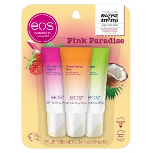 eos 24H Moisture Super Balms Minis- Pink Paradise, Limited-Edition, Nourishing, Dry Lips, Variety Pack Mini, Lip Balms, 0.169 fl oz, 3-Pack