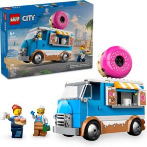 LEGO City Donut Truck Toy - Building Toy for Kids, Boys and Girls, Ages 5+ - Mobile Donut Stand with 2 Minifigures and Other Accessories -60452