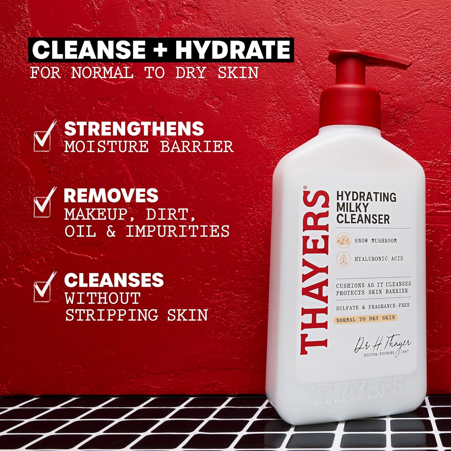 THAYERS Milky Hydrating Face Cleanser with Snow Mushroom, Hyaluronic Acid, Dermatologist Recommended Gentle Facial Wash, Hydrating Skincare for Dry, Sensitive Skin, Paraben Free, 8 FL Oz, Clear - Image 6