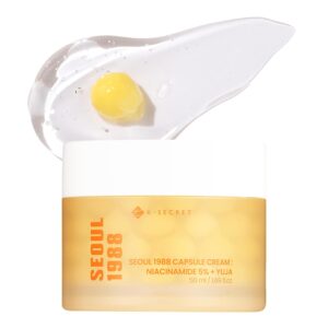 K-SECRET SEOUL 1988 Niacinamide Capsule Cream – Hydrating Face Moisturizer with 5% Niacinamide and Yuja | Vitamin C Capsule Cream for Dark Spots, Uneven Skin Tone | Korean Skincare, 50ml / 1.69 fl oz