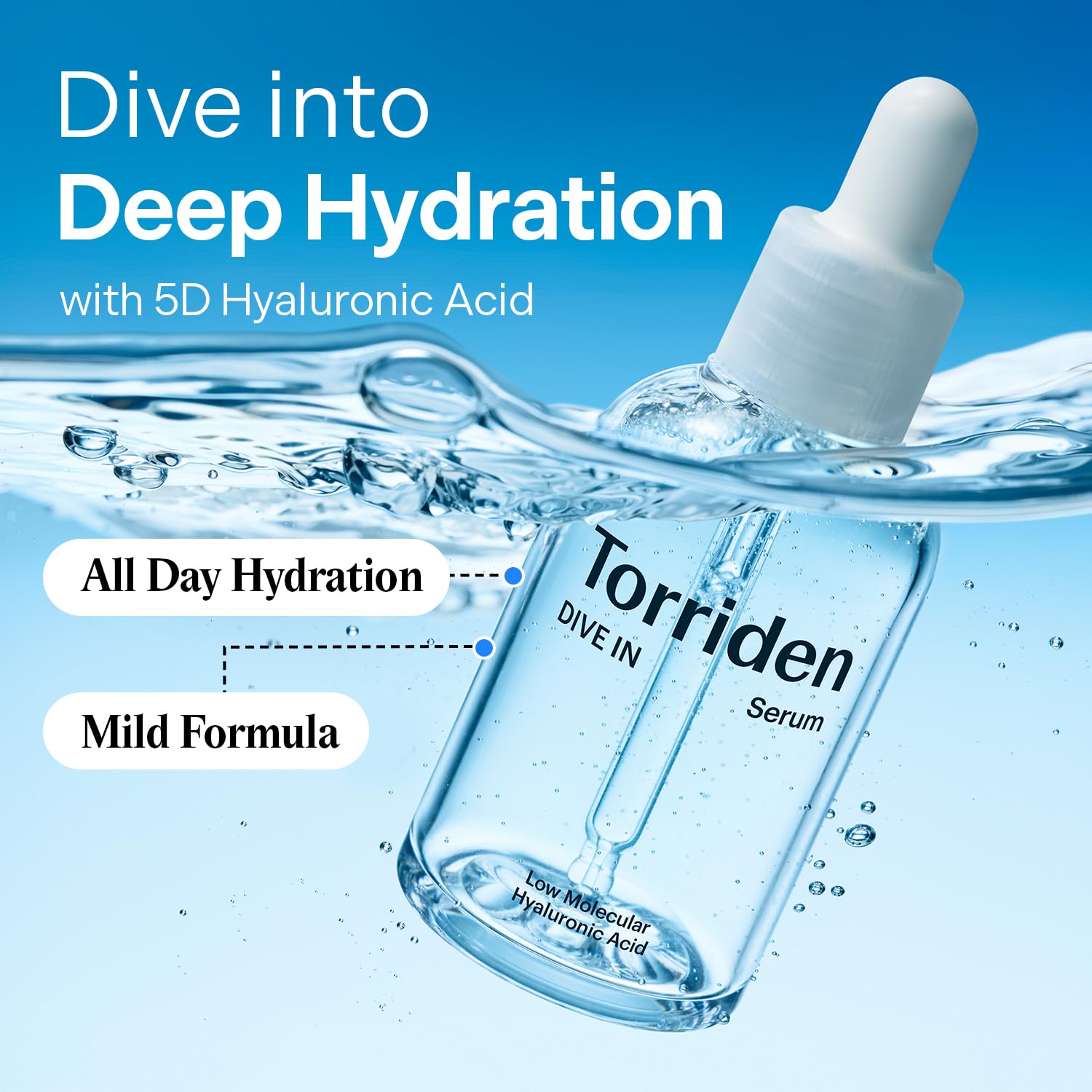 Torriden DIVE IN Hyaluronic Acid Serum for Deep Hydration | Korean K-Beauty Glass Skin Plump Glow | Lightweight Fast-Absorbing Face Serum 50ml (1.69 fl.oz.) - Image 3