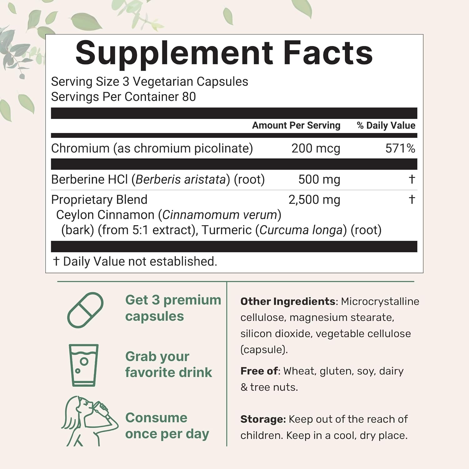 Micro Ingredients Berberine with Ceylon Cinnamon, Chromium, & Turmeric | 3,000mg Equivalent | 240 Veggie Capsules | High Potency Berberine HCl Root + Cinnamon Bark Extract | Heart Health & Immune Support Supplement* - Image 3
