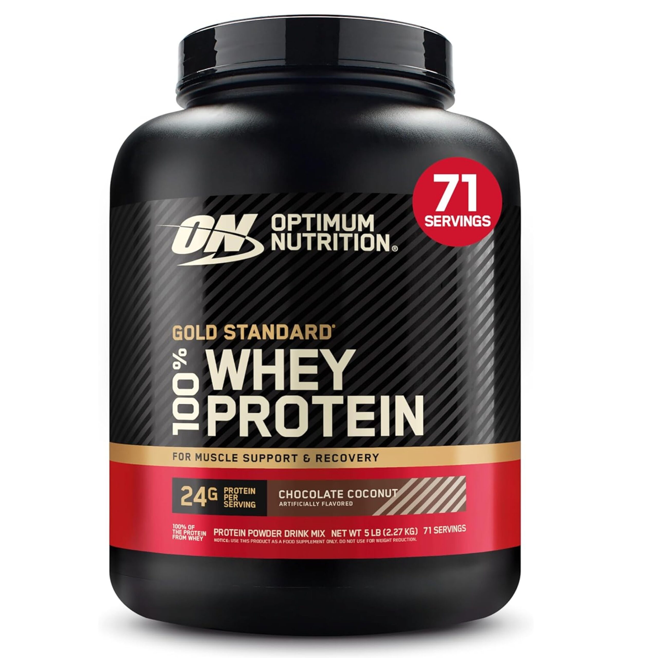 Optimum Nutrition Gold Standard 100% Whey Protein Powder, Chocolate Coconut, 5 Pound (Packaging May Vary)