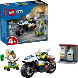 LEGO City Police Motorcycle Chase Building Toy for Kids - Pretend Play Building Blocks for Boys & Girls, Ages 4+ - Preschool Learning Toy W/Police & Crook Minifigures - Gift for Birthdays - 60455