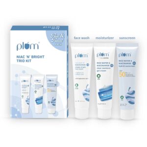 Plum Niacinamide Skincare Trio Mini Kit | Face Wash | Moisturizer | Sunscreen