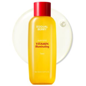 EQQUALBERRY Vitamin Illuminating Toner - Brightening Vitamin C & Niacinamide 3% | Gentle Daily Exfoliating | Skin-Prep Hydration for Glowy Skin(5.07 fl.oz / 150ml)