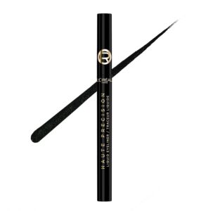 L'Oreal Paris Haute Precision Waterproof Liquid Eyeliner, Smudge-Proof Eye Liner with Micro-Tip, for up to 28HR Eye Makeup Wear, 010 Black Silk