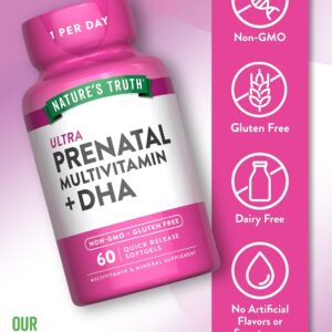 Alternative view of Nature's Truth Prenatal Vitamins for Women | with DHA and Folic Acid | 60 Softgels | Non-GMO & Gluten Free Supplement , 60 Count