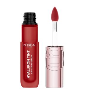 L'Oreal Paris Hyaluron Tint Lip Stain Serum, Long Lasting, Hydrating Lip Makeup Infused with Hyaluronic Acid, 420 Le Rouge Paris (Universal Red)