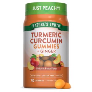 Nature's Truth Turmeric and Ginger Gummies | 70 Count | Peach Flavor | Vegan, Non-GMO, & Gluten Free Supplement