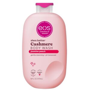 eos Cashmere Body Wash – Jasmine Peach, Moisturizing Body Wash, Creamy Gel Formula, with Shea Butter, Glycerin, Vitamin E, pH Balanced, Sensitive Skin, Vegan, 16 fl oz