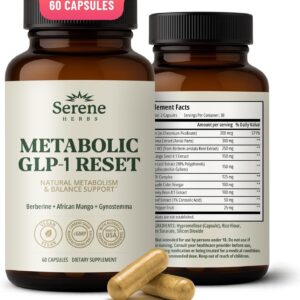 Serene Herbs GLP-1 Supplement for Women & Men - Metabolic Reset, Hunger Support with Berberine, InnoSlim, Actiponin - Natural GLP1 Booster to Support Appetite, Gut & Digestion - Vegan - 60 Capsules