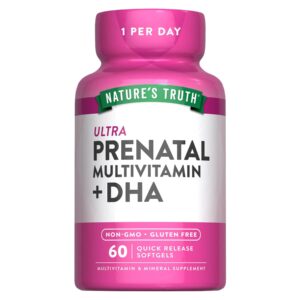 Nature's Truth Prenatal Vitamins for Women | with DHA and Folic Acid | 60 Softgels | Non-GMO & Gluten Free Supplement , 60 Count