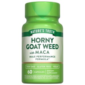 Nature's Truth Horny Goat Weed with Maca | 60 Powder Extract Capsules | Vegan, Non-GMO and Gluten Free Supplement