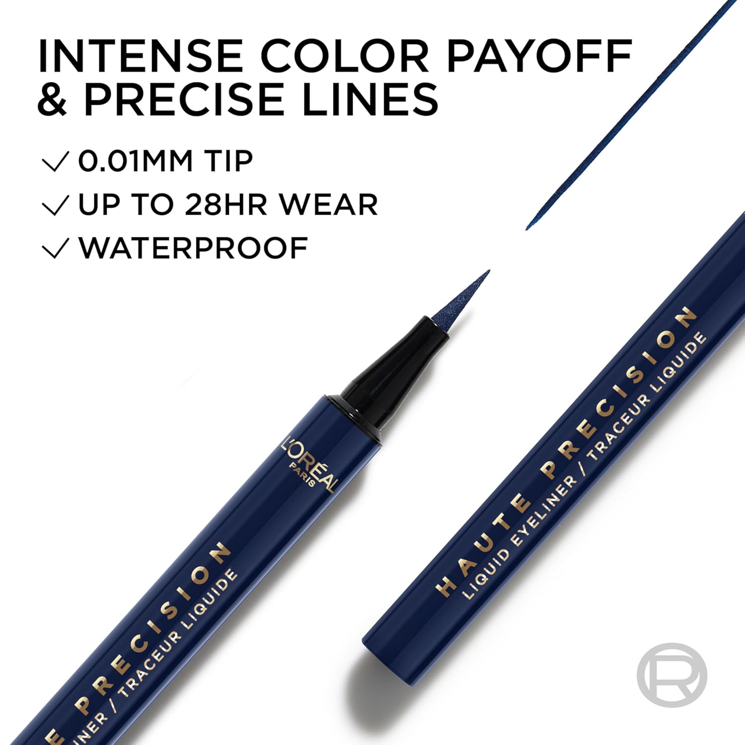 L'Oreal Paris Haute Precision Waterproof Liquid Eyeliner, Smudge-Proof Eye Liner with Micro-Tip, for up to 28HR Eye Makeup Wear, 030 Blue Suede - Image 4
