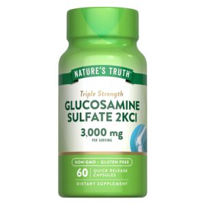 Nature's Truth Glucosamine Sulfate Capsules | 3000mg | 60 Count | Triple Strength | Non-GMO & Gluten Free Supplement