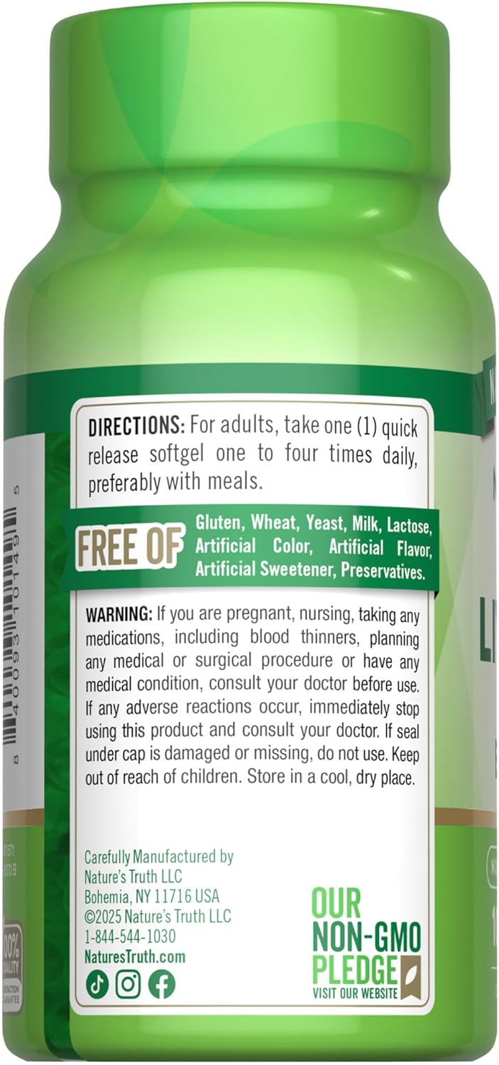 Nature's Truth Norwegian Cod Liver Oil | 100 Softgels | with EPA & DHA | Non-GMO & Gluten Free Supplement - Image 3