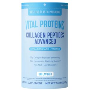 Vital Proteins Collagen Peptides Powder Advanced with Hyaluronic Acid & Vitamin C, Collagen Supplements, Unflavored, 12 Servings