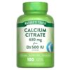 Nature's Truth Calcium Citrate with Vitamin D3 | 100 Caplets | Vegetarian, Non-GMO & Gluten Free Supplement