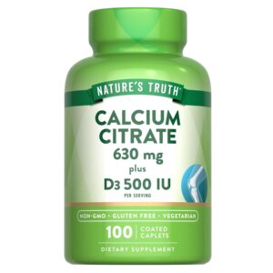 Nature's Truth Calcium Citrate with Vitamin D3 | 100 Caplets | Vegetarian, Non-GMO & Gluten Free Supplement