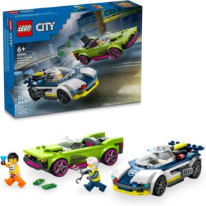 LEGO City Police Car and Muscle Car Chase, Emergency Vehicle Toy for Boys and Girls, Fun Gift for Kids Ages 6+ who Love Pretend Play Toys, Police Toy with Officer and Crook Minifigures, 60415