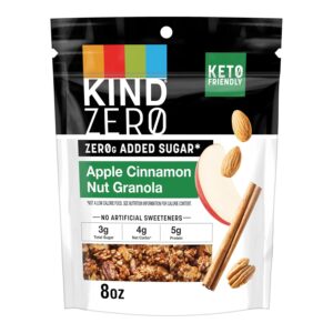 KIND Zero Added Sugar Keto Granola, Apple Cinnamon Nut, Good Source of Fiber, Gluten Free, Low Sugar, 5g Protein