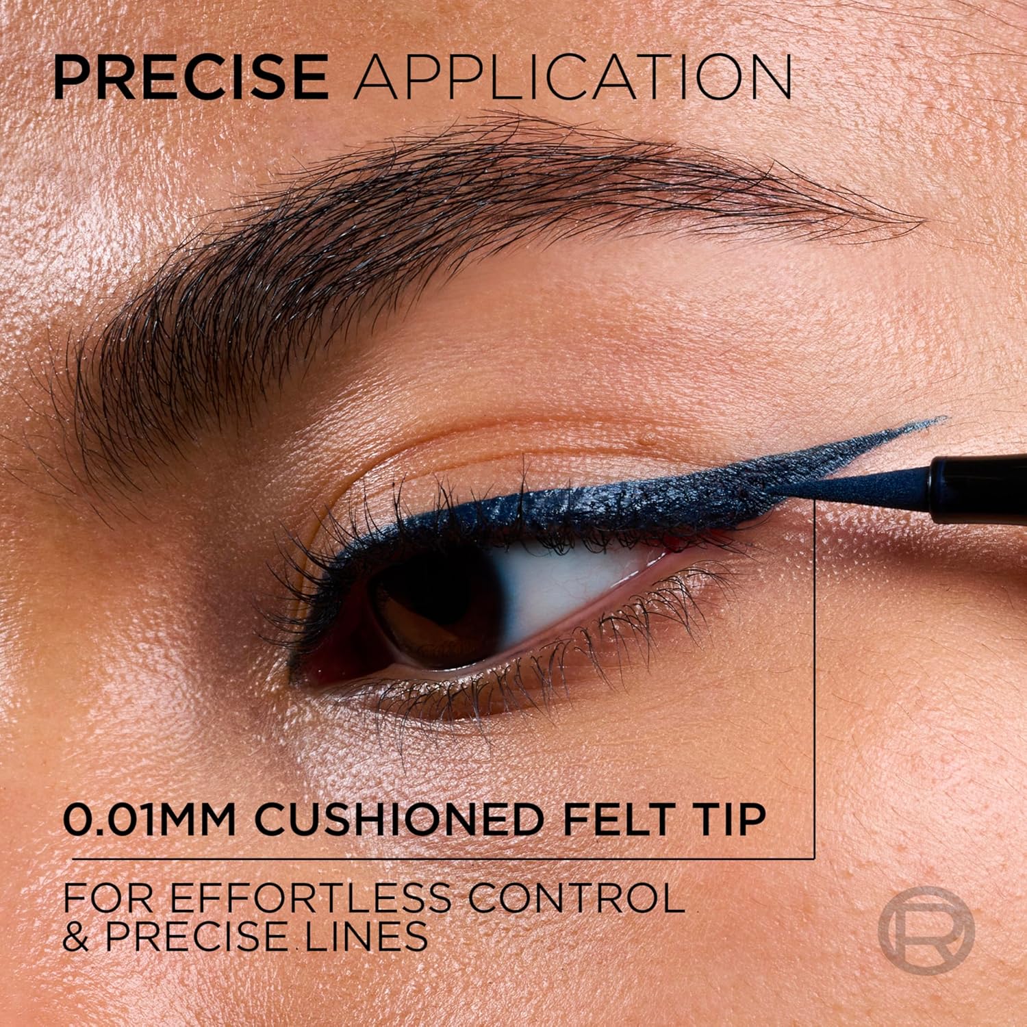 L'Oreal Paris Haute Precision Waterproof Liquid Eyeliner, Smudge-Proof Eye Liner with Micro-Tip, for up to 28HR Eye Makeup Wear, 030 Blue Suede - Image 3