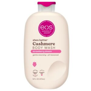 eos Cashmere Body Wash – Strawberry Dreams, Moisturizing Body Wash, Creamy Gel Formula, with Shea Butter, Glycerin, Vitamin E, pH Balanced, Sensitive Skin, Vegan, 16 fl oz