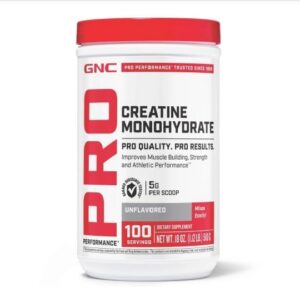 GNC Pro Performance Creatine Monohydrate Powder for Women & Men, 5g Creatine Per Serving, Muscle Building, Energy Production, Endurance, Performance, 100 Servings