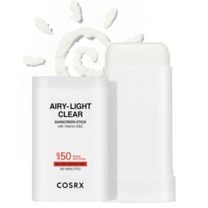 COSRX Airy-Light Clear Sunscreen Stick with Vitamin E & C SPF 50, 0.67 oz, 19g,