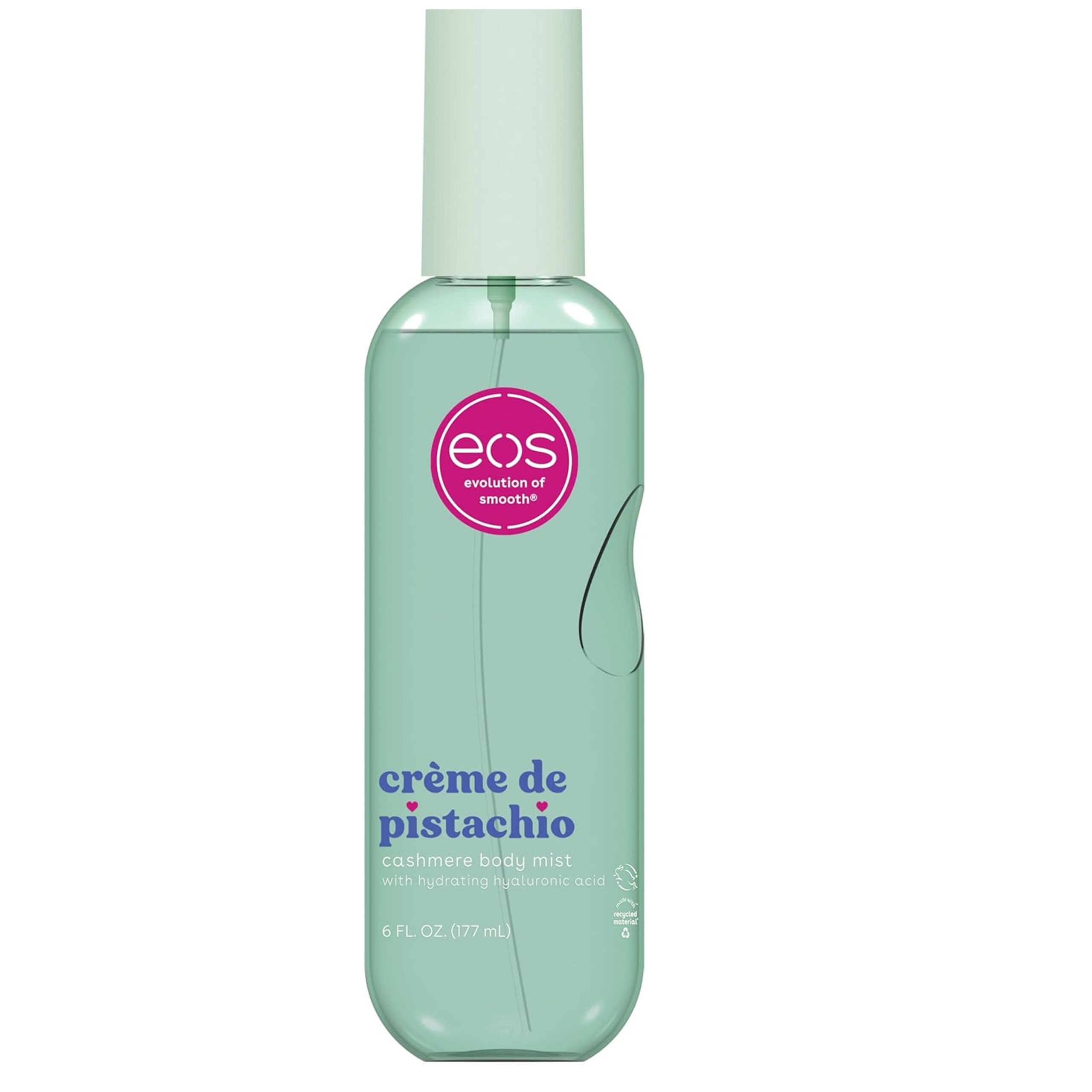 eos Cashmere Body Mist, Crème de Pistachio, Body Spray for Women, Pistachio Perfume, Hair Mist, Moisturizing, Hyaluronic Acid, Glycerin, Vegan, Cruelty-free, 6 fl oz