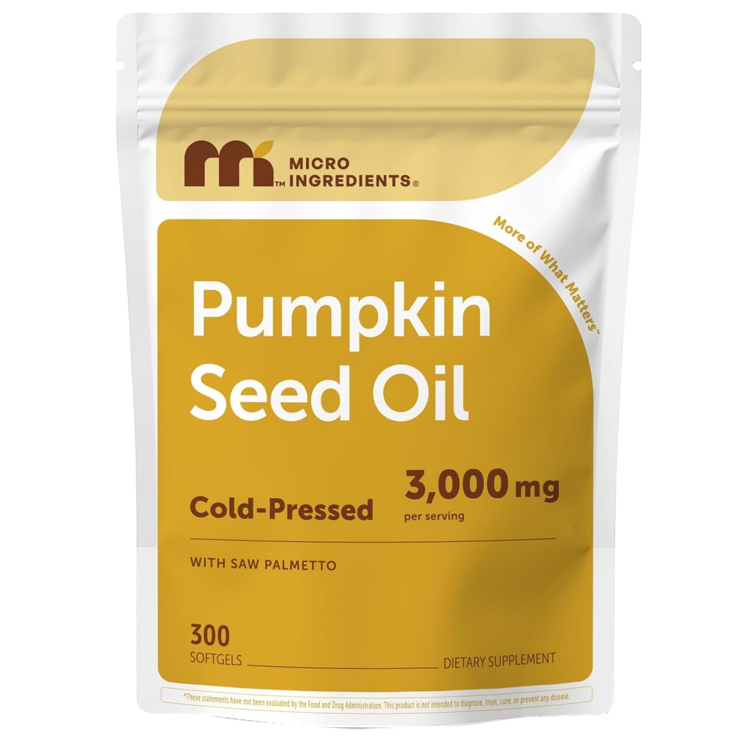 Micro Ingredients Pumpkin Seed Oil with Saw Palmetto, 3000mg Per Serving, 300 Softgels | Cold Pressed, Pure Virgin Oil, Essential Fatty Acids & Phytosterols | Supports Hair, Urinary, Bladder & Prostate Health |(Packaging may vary)