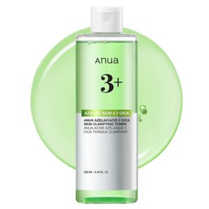 Anua Azelaic Acid 3 CICA Skin Clarifying Toner, Soothing & Clear Care, with Salicylic & Azelaic Acid, Sebum & Spot Care, Suitable for Sensitive Skin, Korean Skincare, 8.45 fl.oz