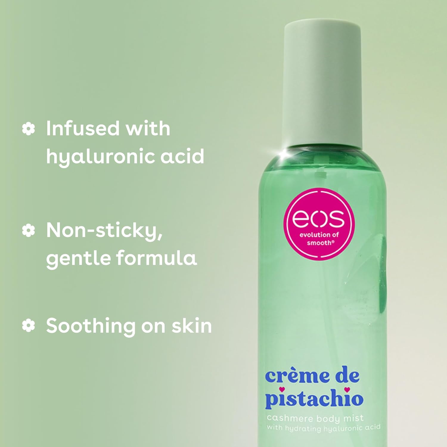 eos Cashmere Body Mist, Crème de Pistachio, Body Spray for Women, Pistachio Perfume, Hair Mist, Moisturizing, Hyaluronic Acid, Glycerin, Vegan, Cruelty-free, 6 fl oz - Image 6