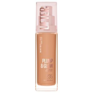 Maybelline Lifter Plump & Glow Foundation, Liquid Foundation with 2% Niacinamide + Hyaluronic Acid, Plumping and Brightening Face Makeup, 235
