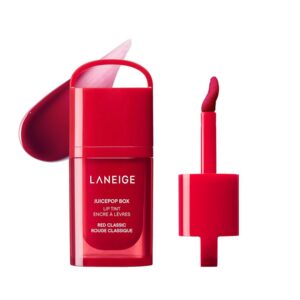 LANEIGE JuicePop Box Lip Tint: 12‑HR Hydrating Lightweight Stain with Buildable Juicy Color & Nourishing Shine, RED CLASSIC