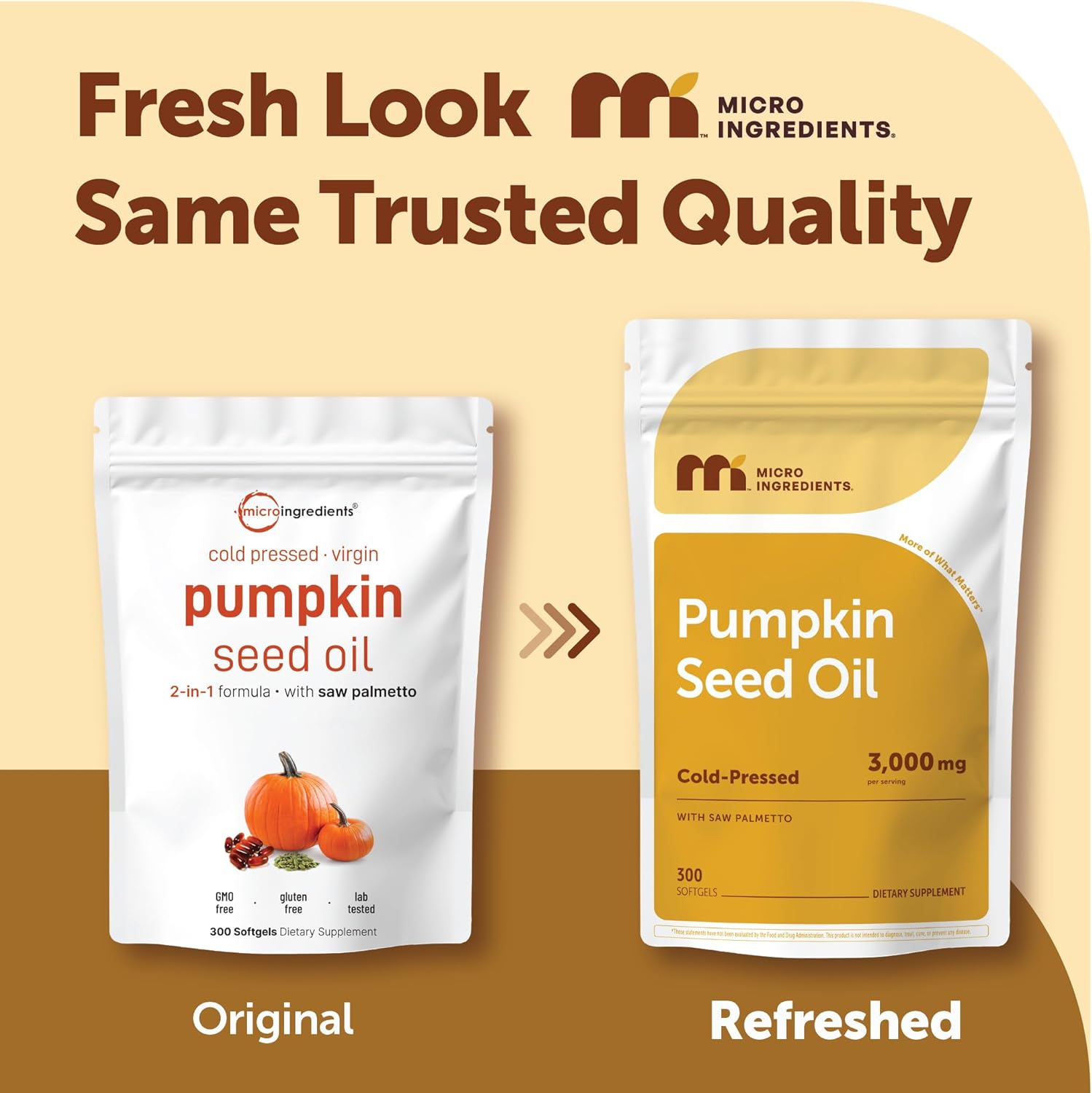 Micro Ingredients Pumpkin Seed Oil with Saw Palmetto, 3000mg Per Serving, 300 Softgels | Cold Pressed, Pure Virgin Oil, Essential Fatty Acids & Phytosterols | Supports Hair, Urinary, Bladder & Prostate Health |(Packaging may vary) - Image 3