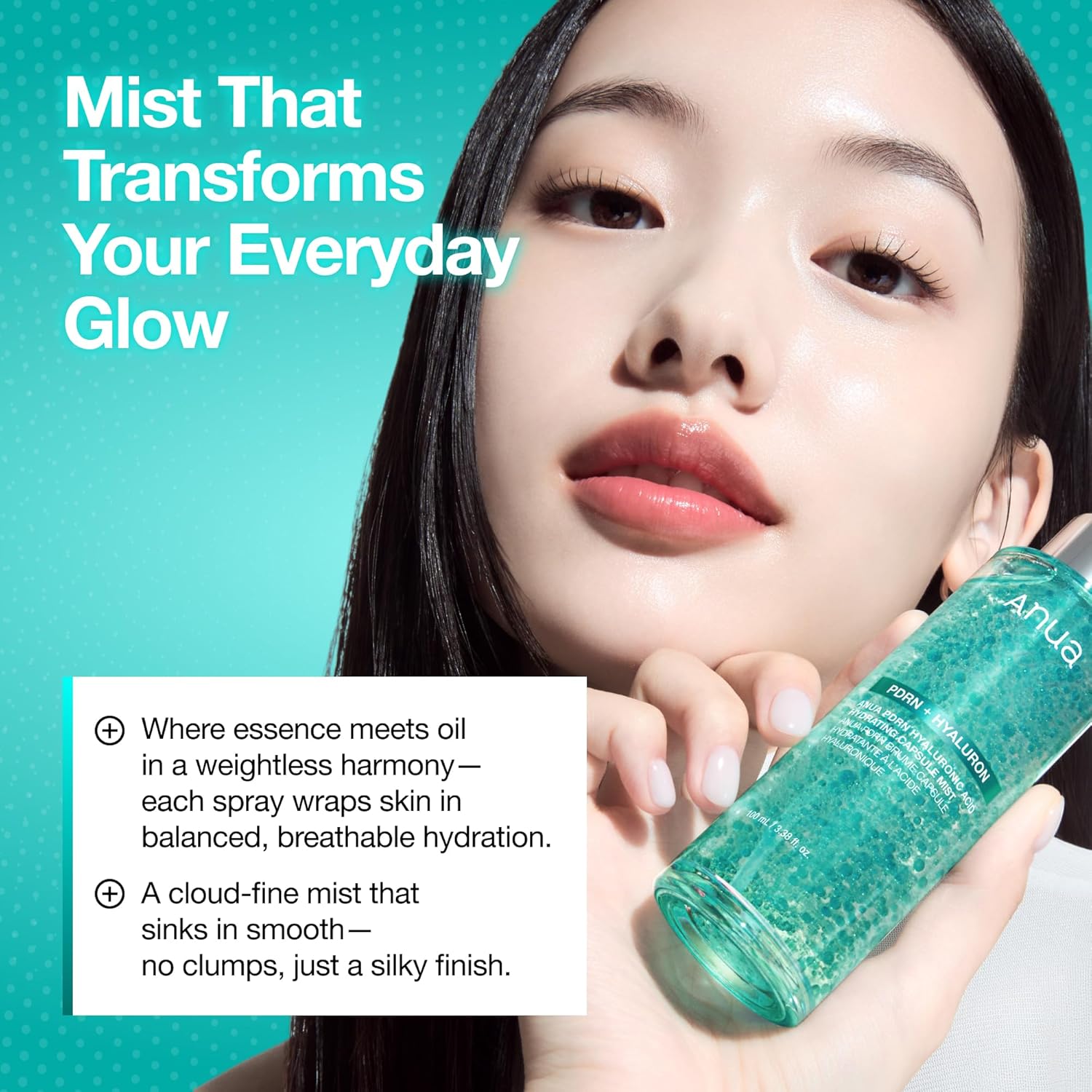 Anua PDRN Collagen Glow Facial Serum Spray, Hydrating Face Mist, Hyaluronic Acid, dewy glass finish, All Skin Types, Instant Plumping Hydration, Firming Care, Korean Skincare, 3.38 fl oz - Image 5