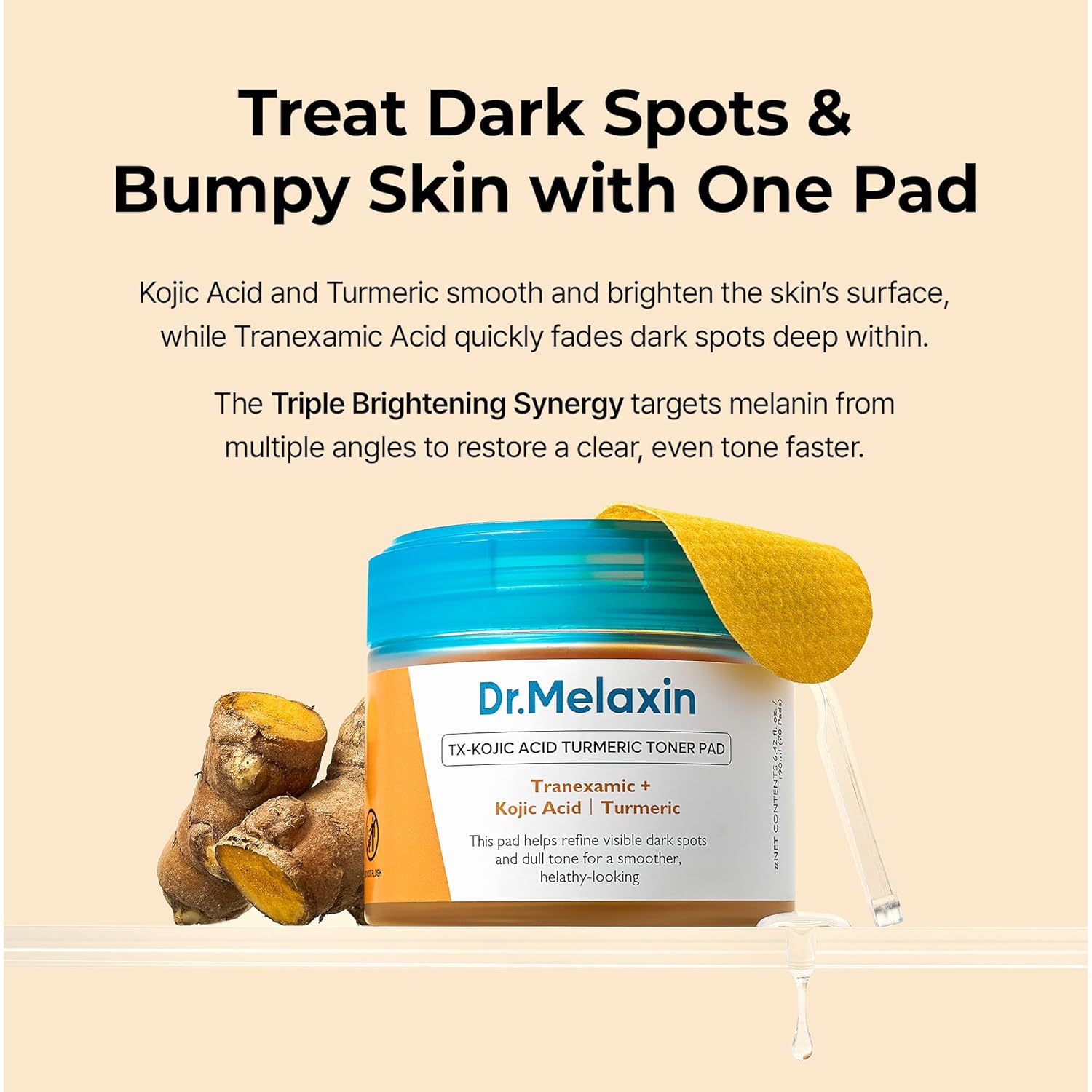 Dr.Melaxin TX Turmeric Toner Pads, 70 Sheets, Tranexamic Acid, Coic Acid, Termeric, Beautiful Skin, Brightening Toner Pad, Pigmentation, Keratin, Korean Skin Care, Korean Cosmetics - Image 6