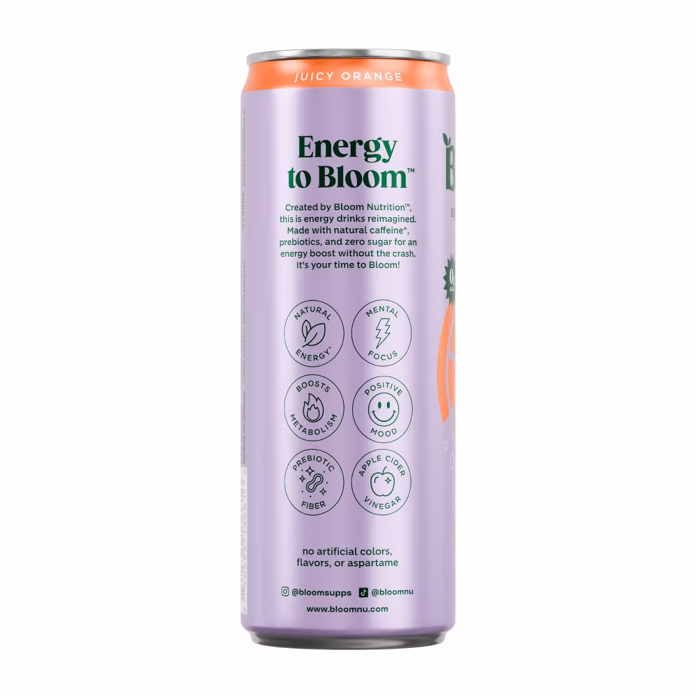 BLOOM NUTRITION Sparkling Energy Drink - Juicy Orange - 12 fl oz Can - Image 7