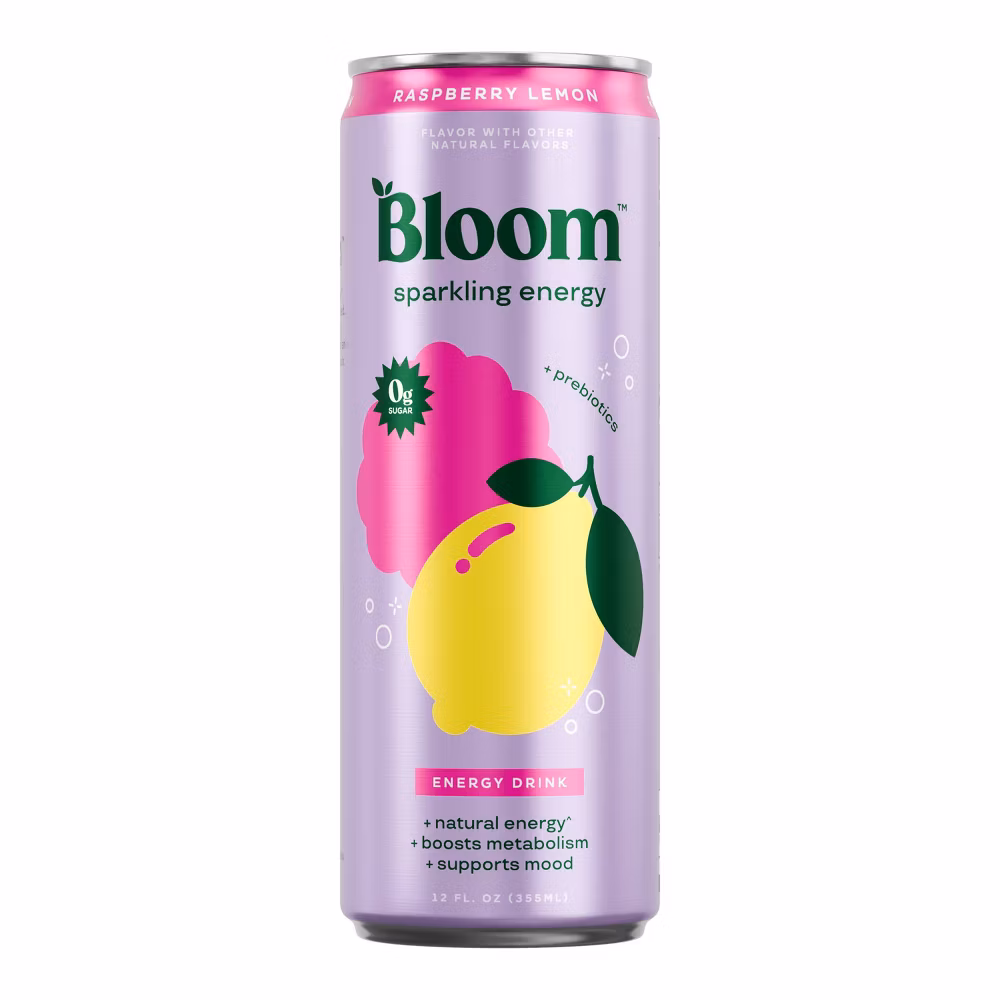 BLOOM NUTRITION Sparkling Energy Drink - Raspberry Lemon - 12 fl oz Can